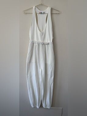 Free People FP Beach White Jumpsuit Romper Jogger XS Pockets